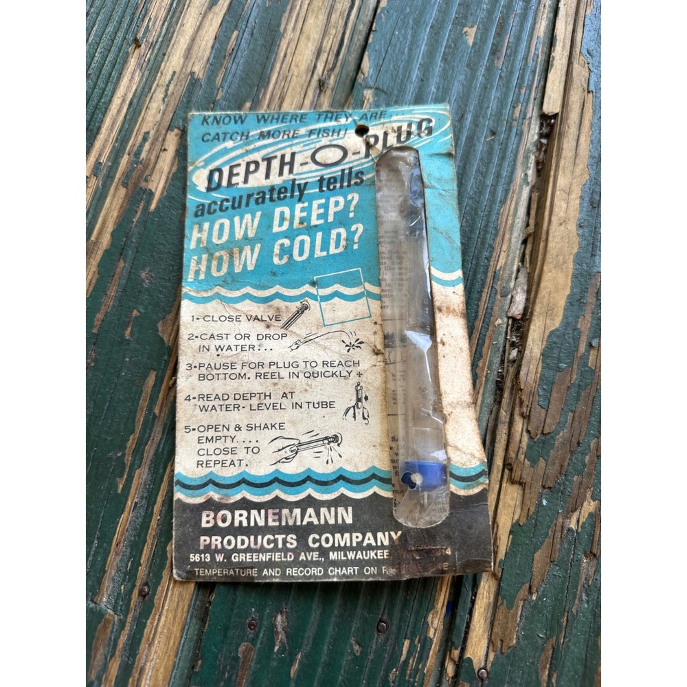 Vintage Bornemann Depth-O-Plug Fishing Depth Temperature Tool Milwaukee WI